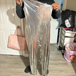 Fashion Nova Shimmering Silver Jumpsuit